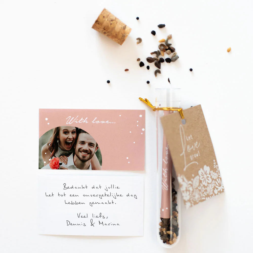 Originele bruiloftbedankjes | Wensbuisjes met glitters & bloemzaadjes