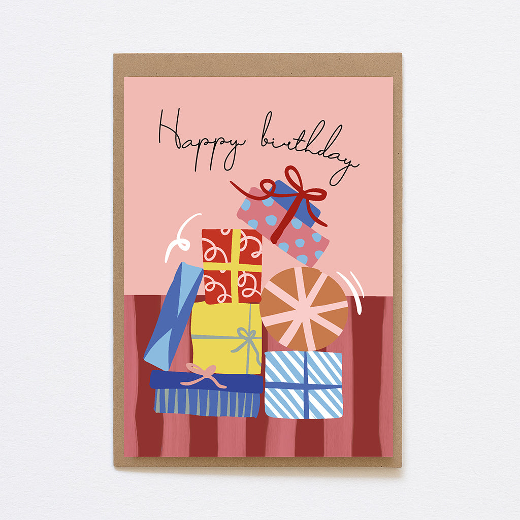 Kaart - Happy Birthday - cadeaus