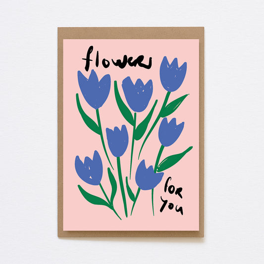 Wenskaart flowers for you een vrolijke wenskaart om iemand te bedanken