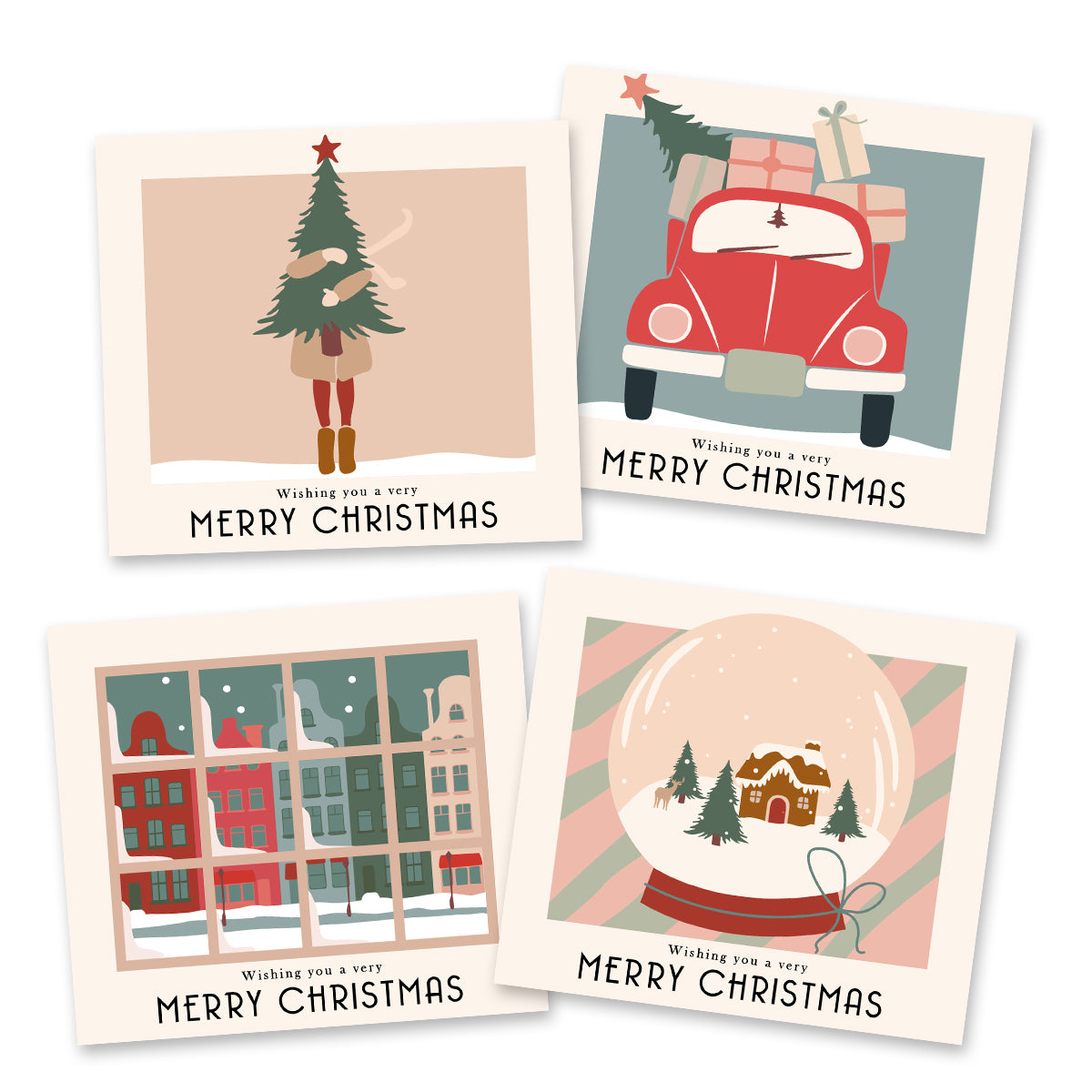 Nostalgische kerstkaarten (8 stuks)