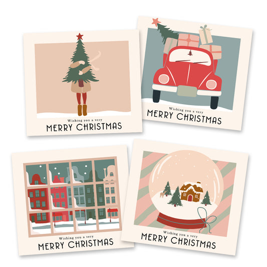 Nostalgische kerstkaarten (8 stuks)