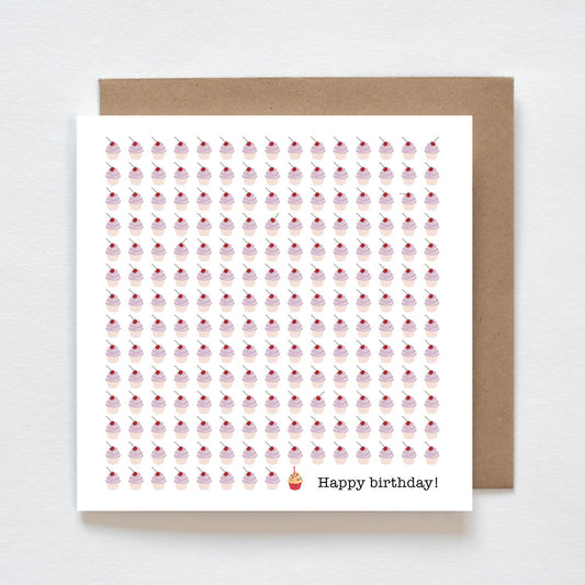 Kaart - Happy birthday ( cupcake)
