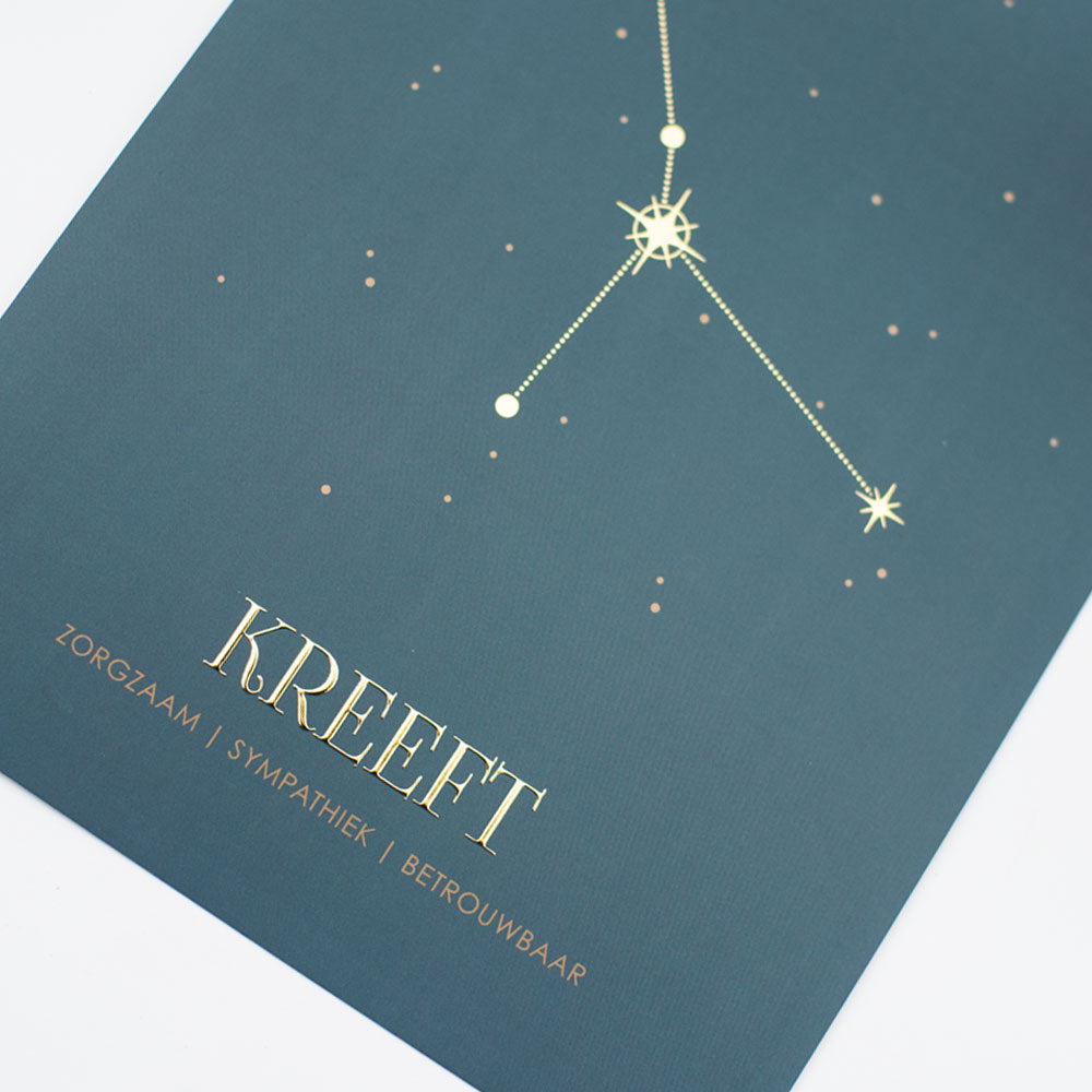 Sterrenbeeld poster - Kreeft - Warm blauw