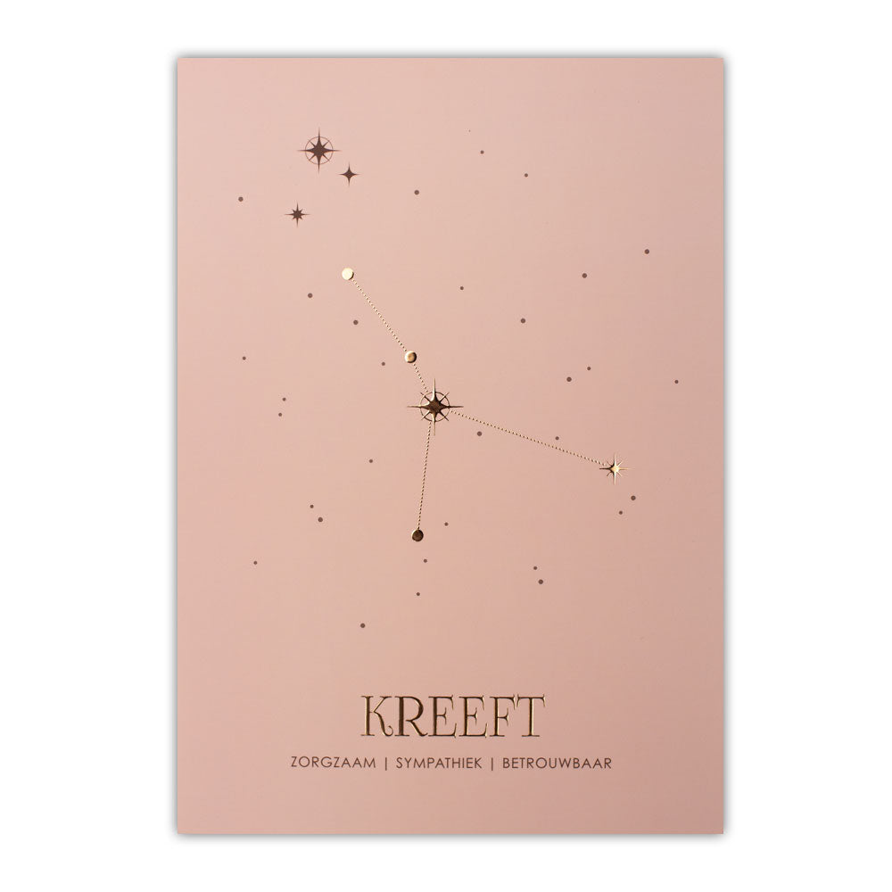 Sterrenbeeld poster - Kreeft - oud roze