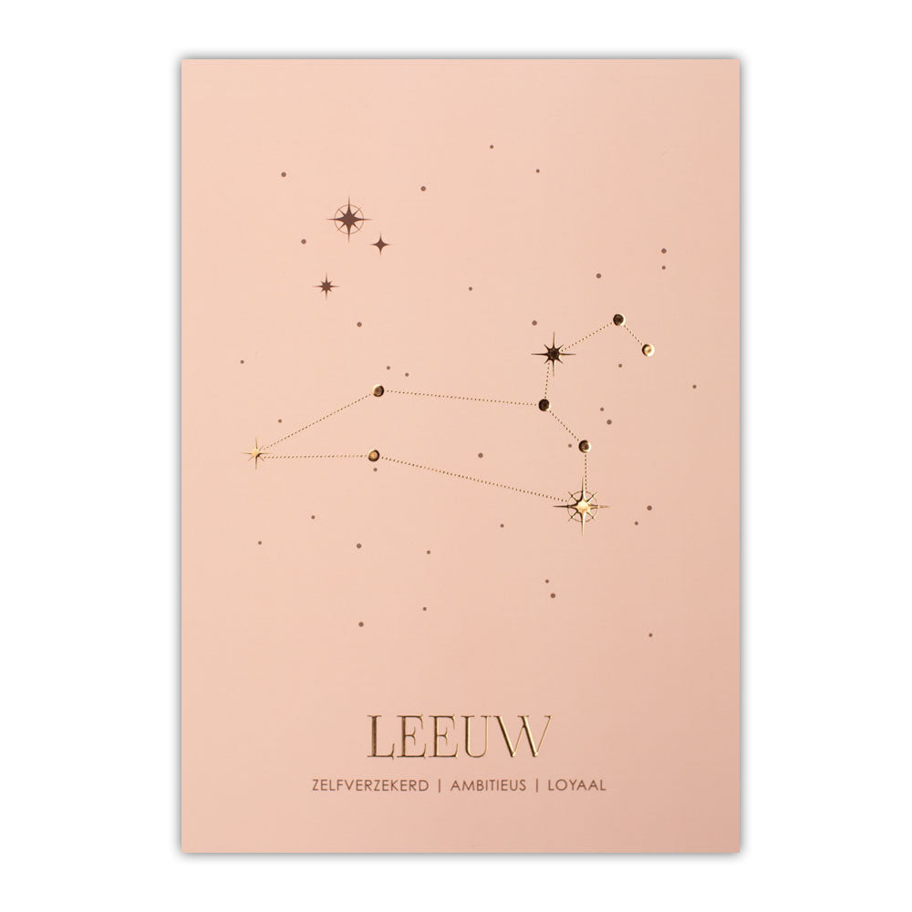 Sterrenbeeld poster - Leeuw - Oud roze