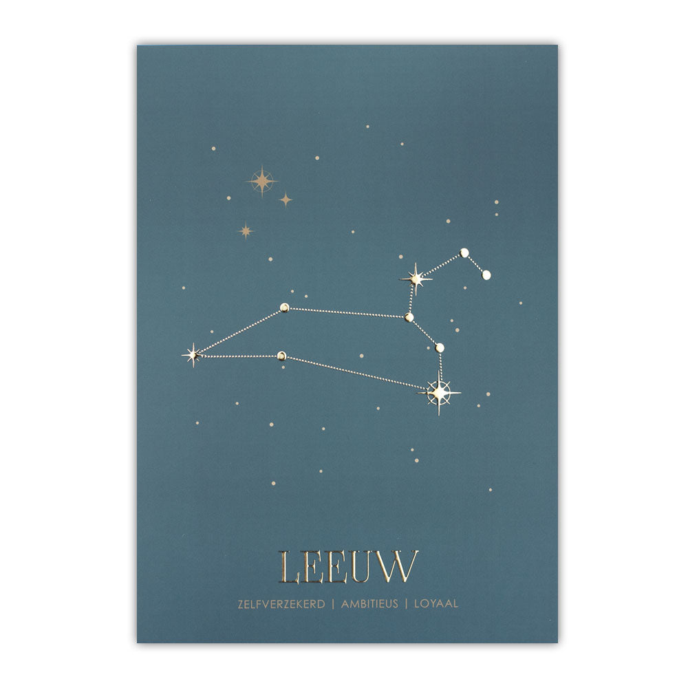 Sterrenbeeld poster - Leeuw - Warm blauw