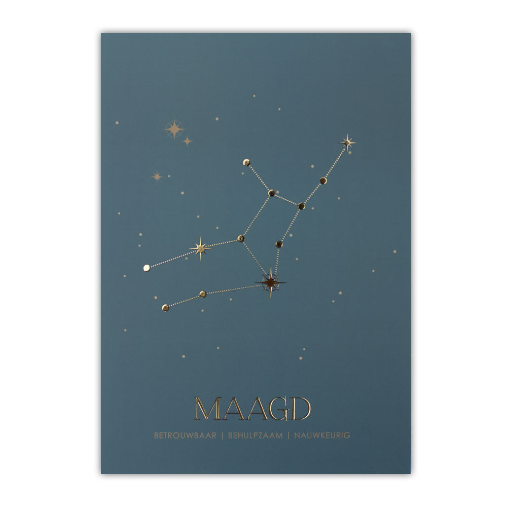 Sterrenbeeld poster - Maagd - Warm blauw
