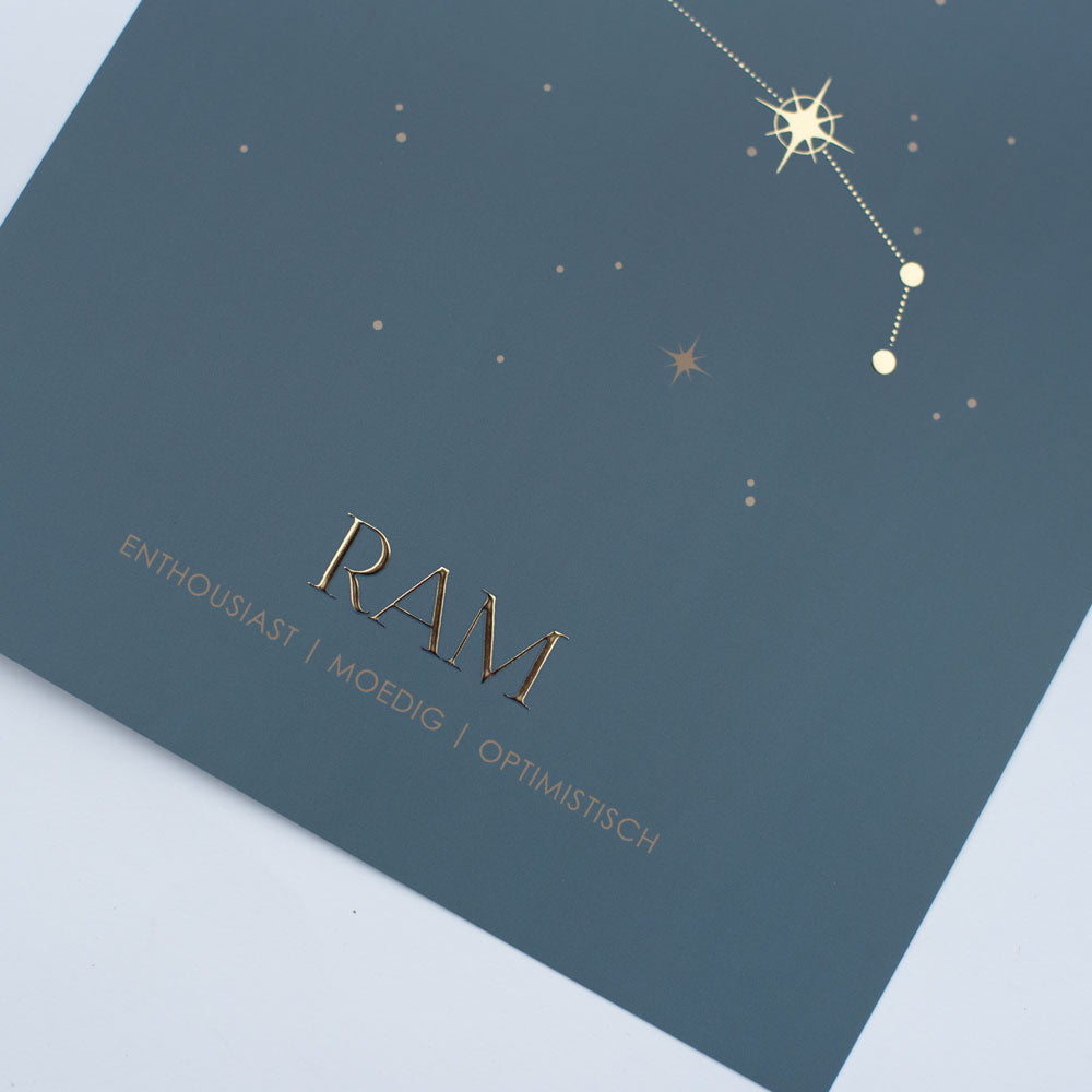 Sterrenbeeld poster - Ram - Warm blauw