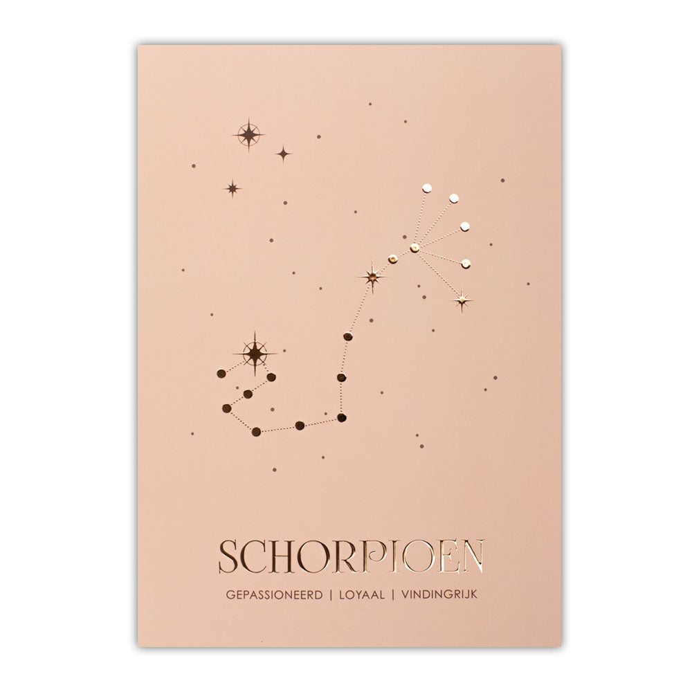 Sterrenbeeld poster - Schorpioen - Oud roze