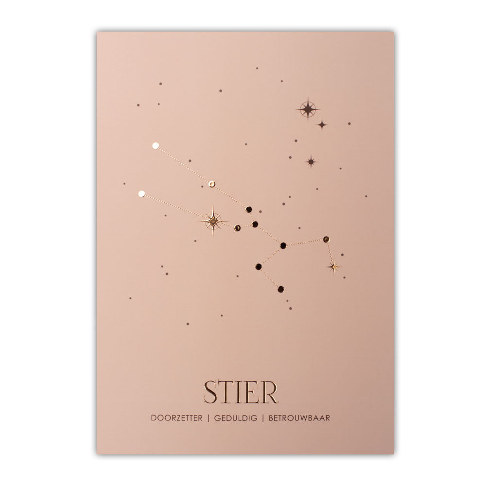 Sterrenbeeld poster - Stier - Oud roze