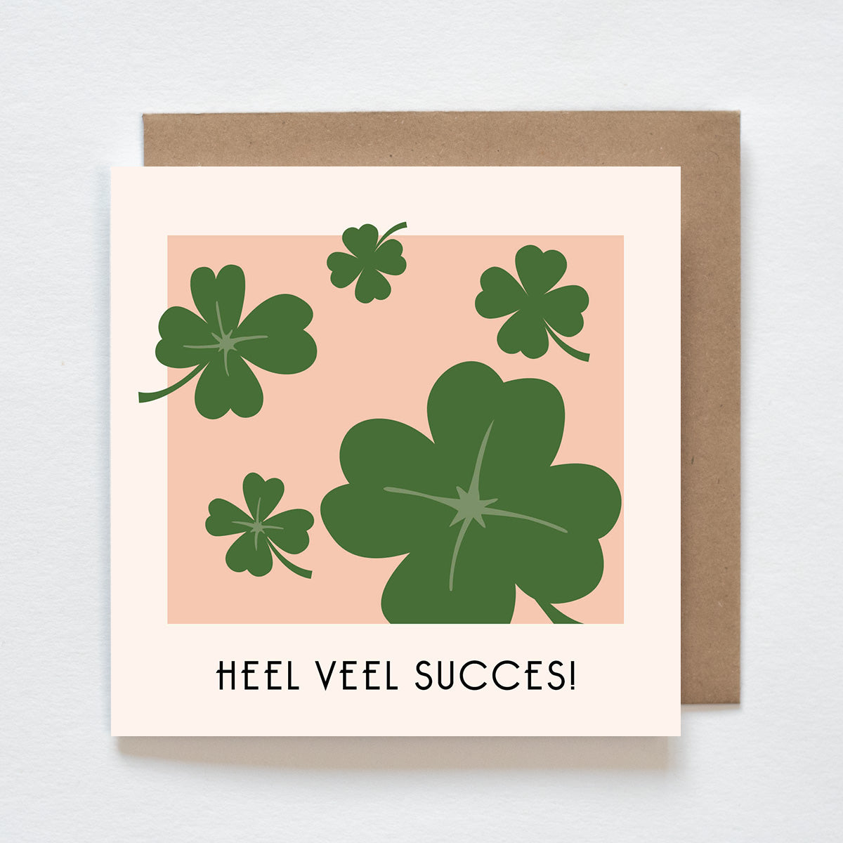 Kaart - heel veel succes - klavertjes kleur