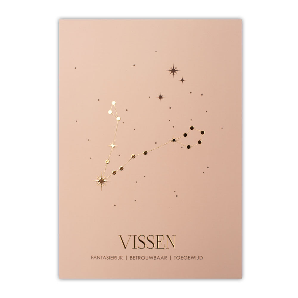 Sterrenbeeld poster - Vissen - Oud roze