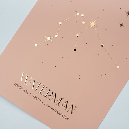 Sterrenbeeld poster - Waterman - Oud roze
