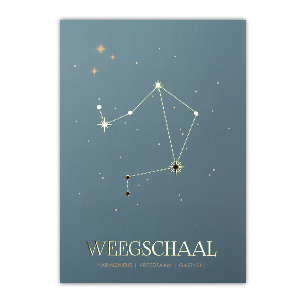 Sterrenbeeld poster - Weegschaal - Warm blauw