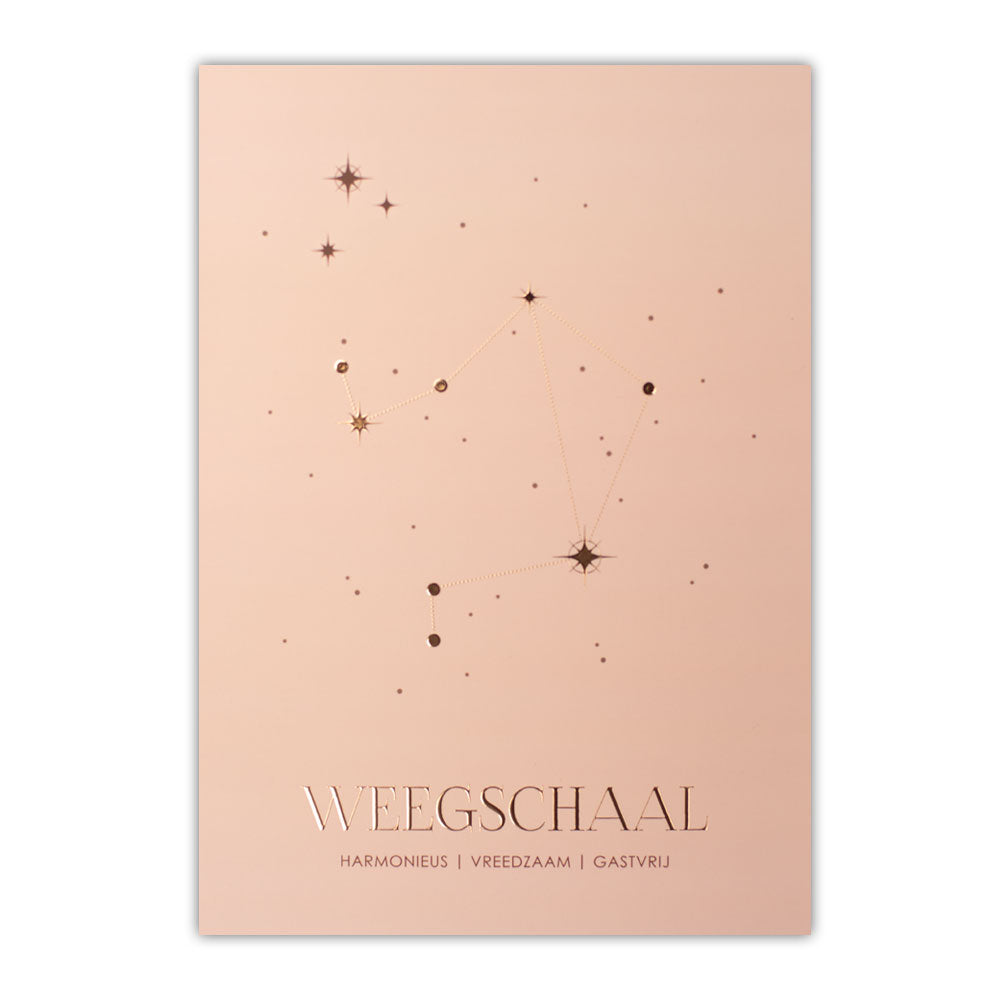 Sterrenbeeld poster - Weegschaal - Oud roze