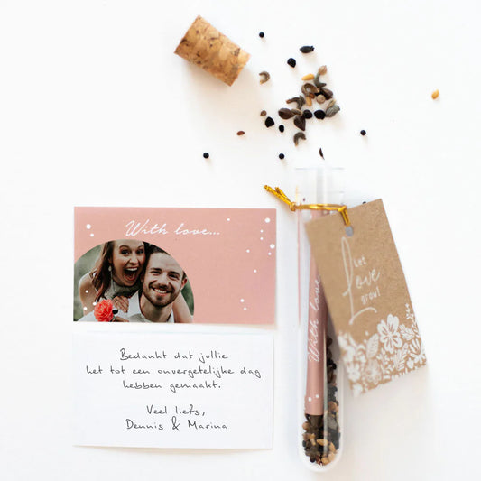 Originele bruiloftbedankjes | Wensbuisjes met glitters & bloemzaadjes