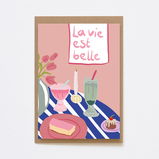 La vie est belle wenskaart A6