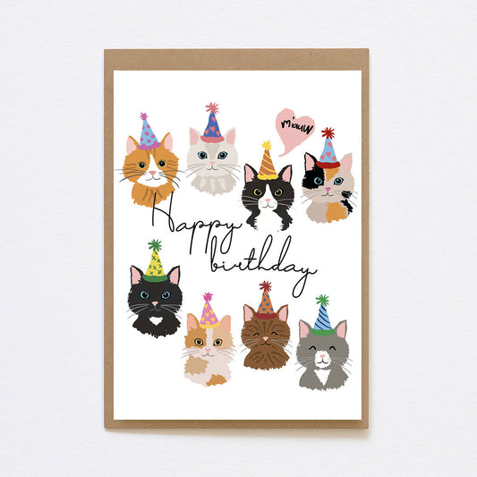 Kaart - Happy birthday cats!