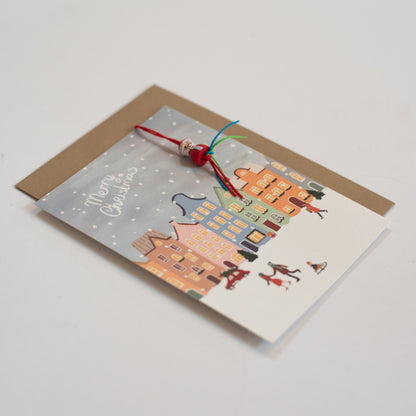 Set kerstkaarten met kerstman gelukspoppetje (4 stuks)