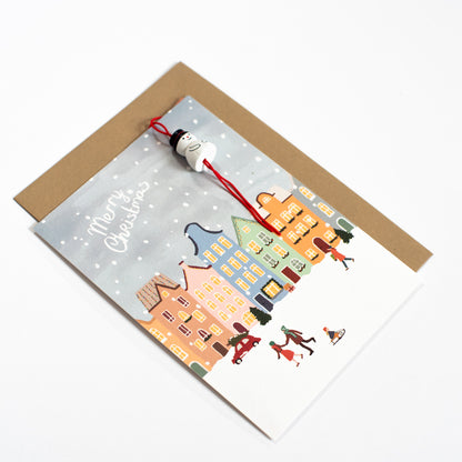 Set kerstkaarten met sneeuwpop (4 stuks)