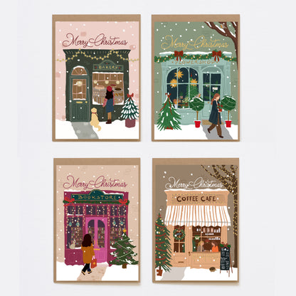 8 Kerstkaarten - Merry Little Shops