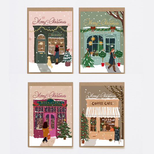 8 Kerstkaarten - Merry Little Shops