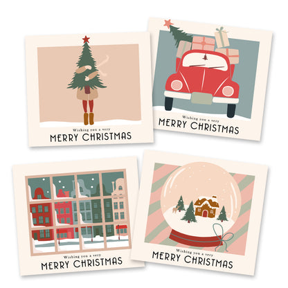 Nostalgische kerstkaarten (8 stuks)