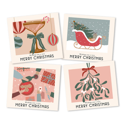 Nostalgische kerstkaarten (8 stuks)