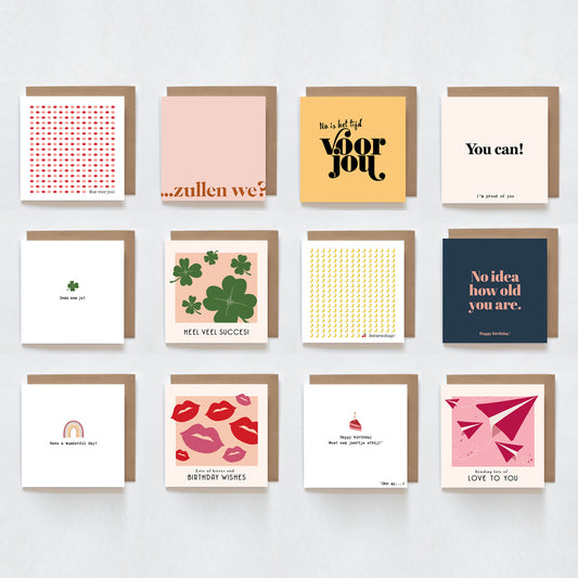 Kaartenset met 12 wenskaarten voor elke gelegenheid