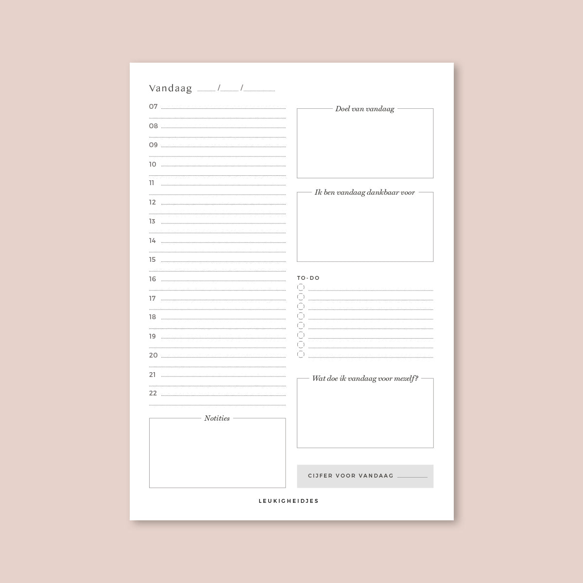 Printable - Dagplanning