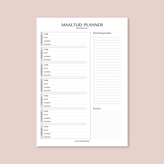 Printable - maaltijdplanner