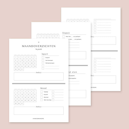 Printable - maand pixeldagboek