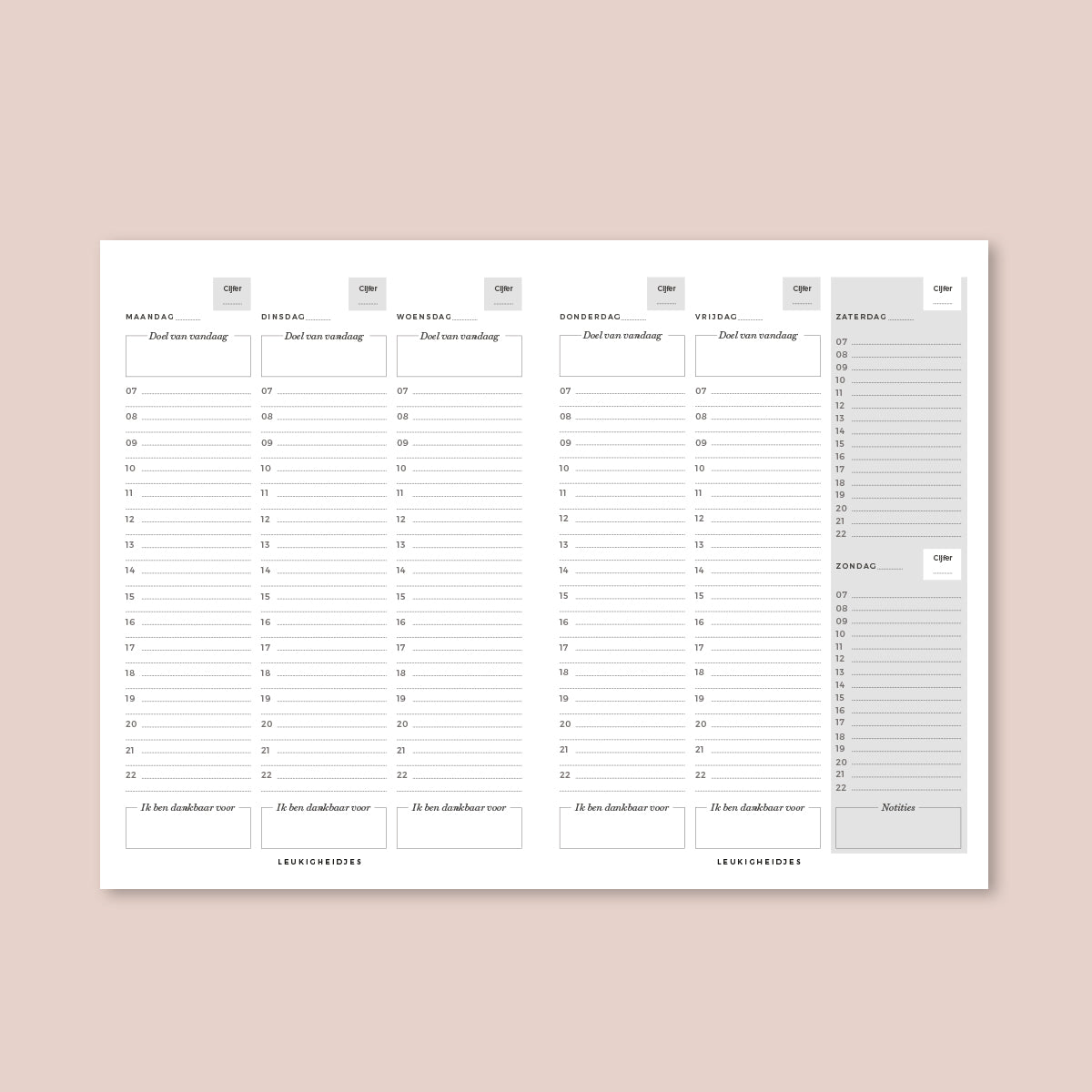 Printable - weekplanning
