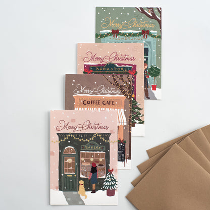 8 Kerstkaarten - Merry Little Shops