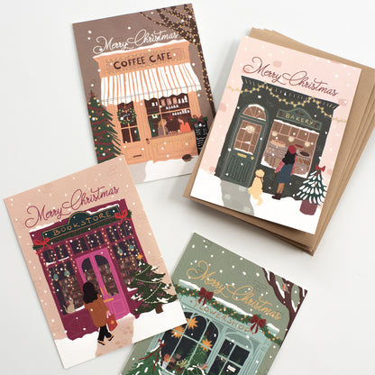 8 Kerstkaarten - Merry Little Shops