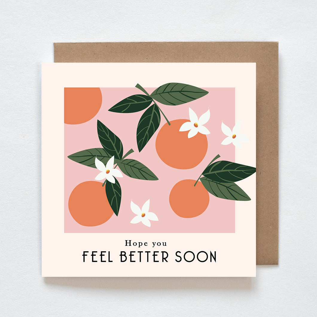Kaart - Hope you feel better soon ( sinasappels)