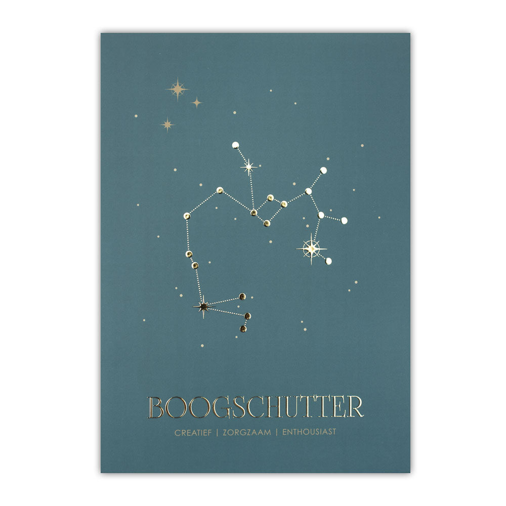 Sterrenbeeld poster - Boogschutter - Warm blauw
