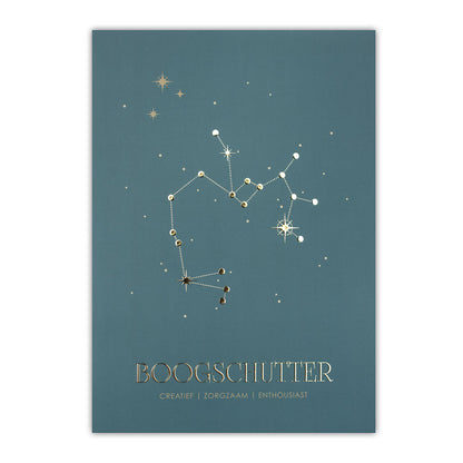 Sterrenbeeld poster - Boogschutter - Warm blauw