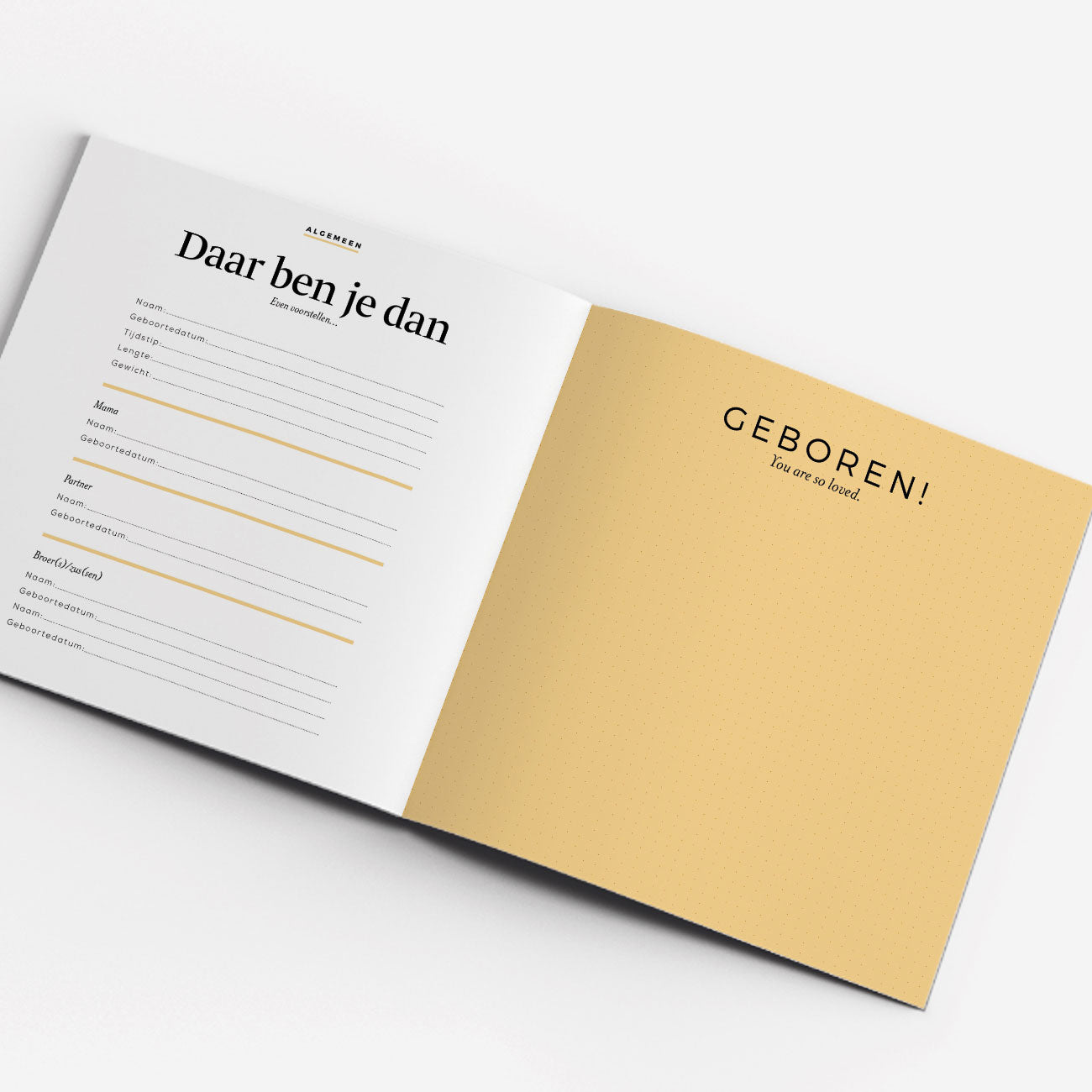 eerste pagina's in het kraambezoekboek van leukigheidjes