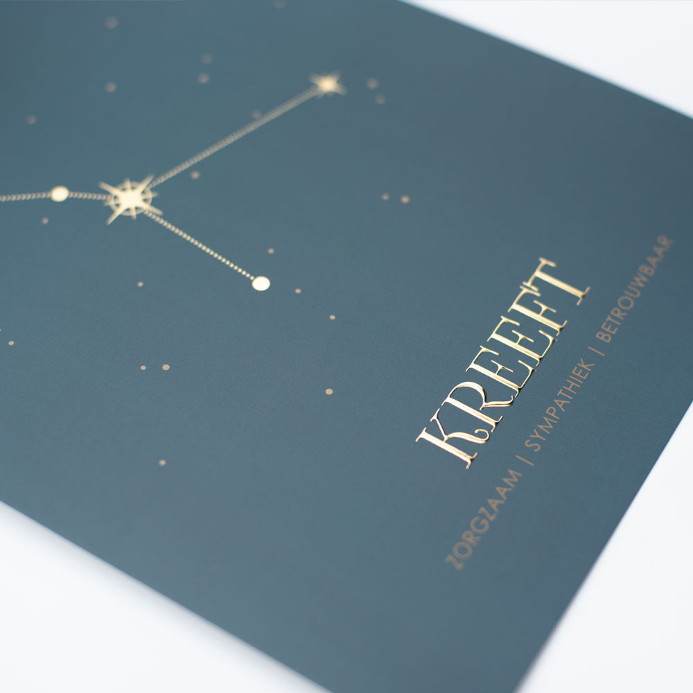 Sterrenbeeld poster - Kreeft - Warm blauw