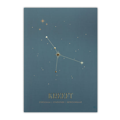 Sterrenbeeld poster - Kreeft - Warm blauw
