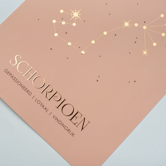 Sterrenbeeld poster - Schorpioen - Oud roze