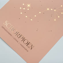 Afbeelding in Gallery-weergave laden, Sterrenbeeld poster - Schorpioen - Oud roze
