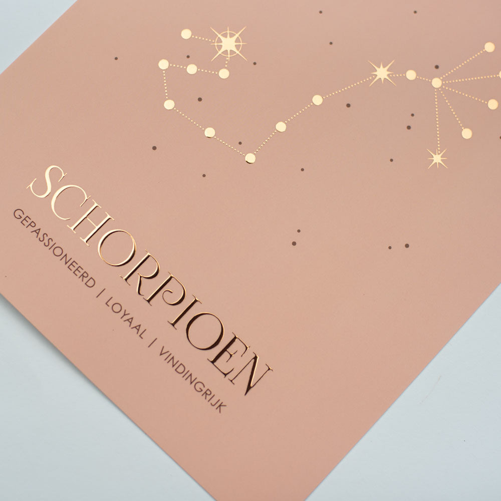 Sterrenbeeld poster - Schorpioen - Oud roze