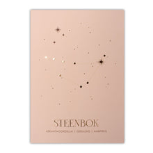 Afbeelding in Gallery-weergave laden, Sterrenbeeld poster - Steenbok - Oud roze
