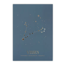 Afbeelding in Gallery-weergave laden, Sterrenbeeld poster - Vissen - Warm blauw
